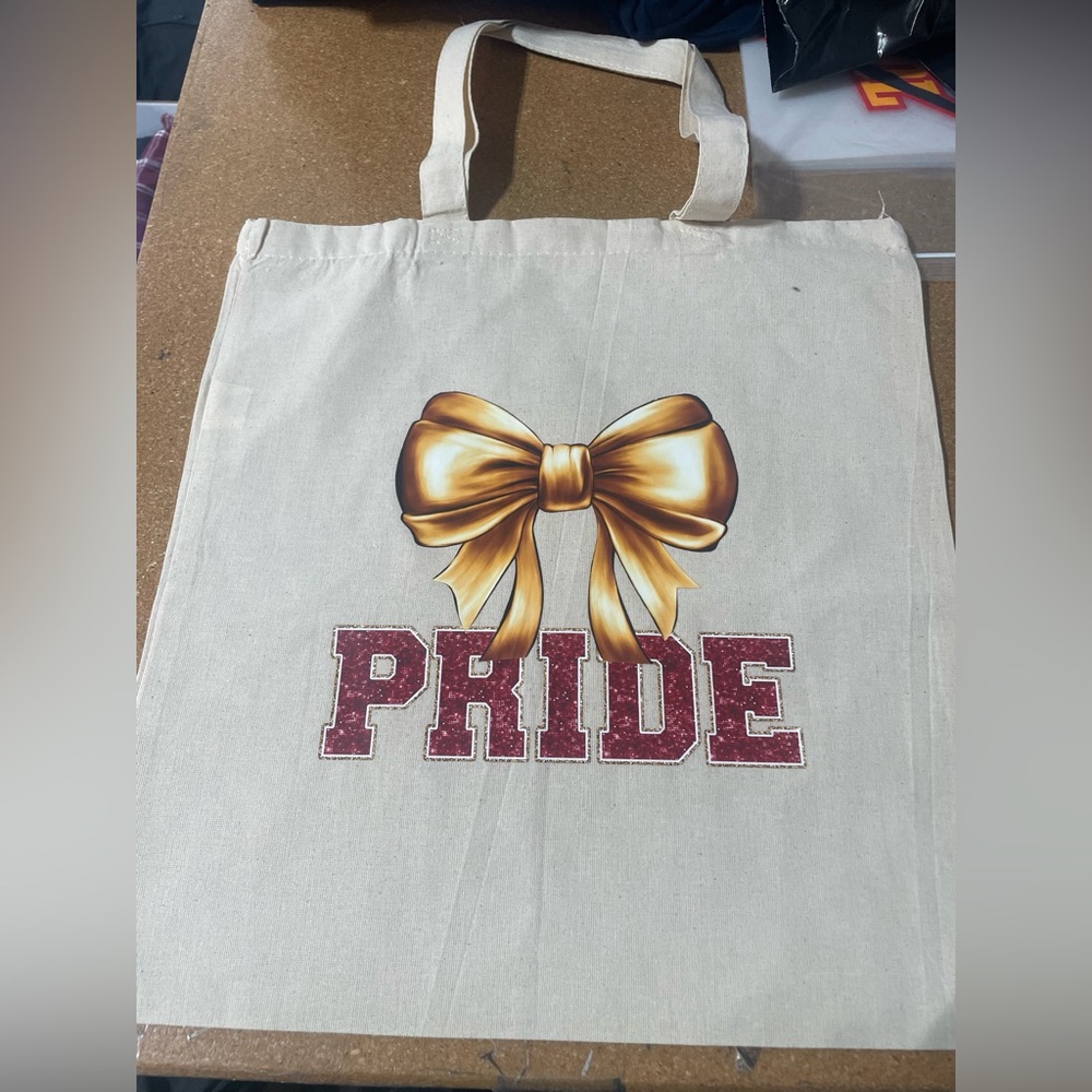 Gold Bow Canvas Tote Bag